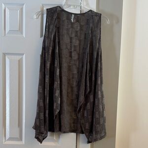 Monoreno Sheer Open-Front Gray/Brown Draped Cardigan
